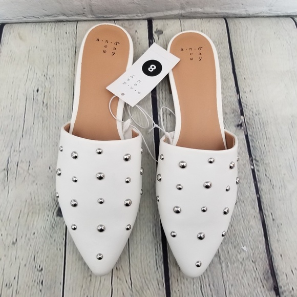 white studded mules